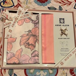 Anne Klein Pink and Cream Scarf Ring Set